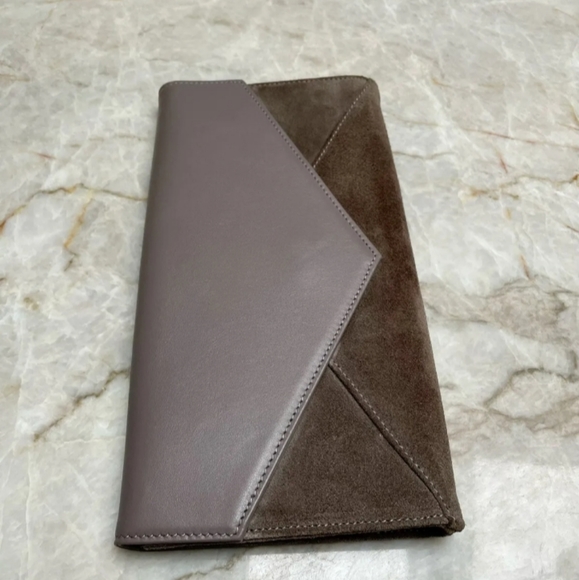 Cuyana Leather Brown Tan Beige Chain Clutch Crossbody Silver Chain - Picture 4 of 12